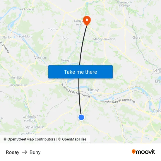 Rosay to Buhy map