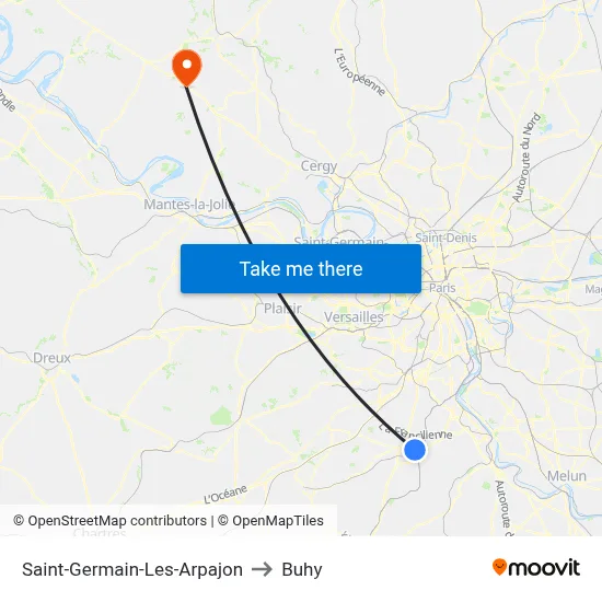 Saint-Germain-Les-Arpajon to Buhy map