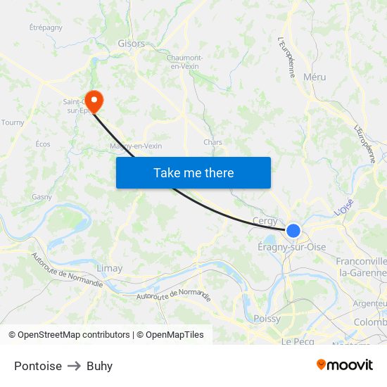 Pontoise to Buhy map