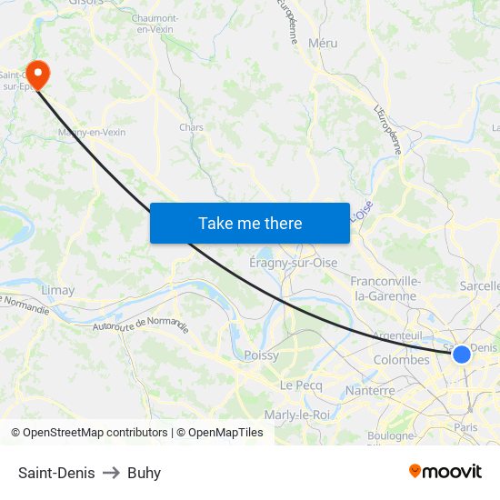 Saint-Denis to Buhy map