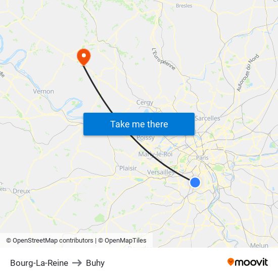Bourg-La-Reine to Buhy map