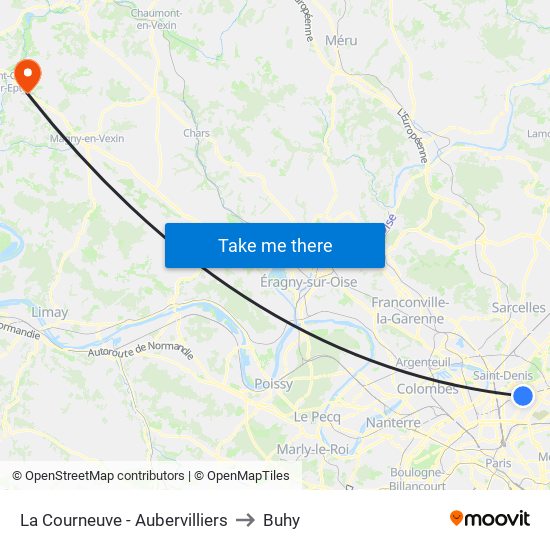 La Courneuve - Aubervilliers to Buhy map