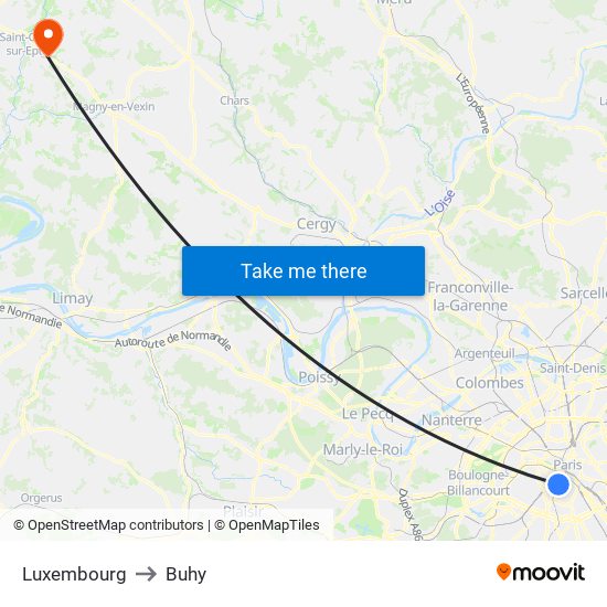 Luxembourg to Buhy map