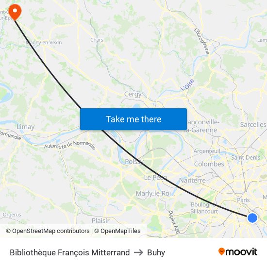 Bibliothèque François Mitterrand to Buhy map