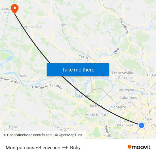 Montparnasse-Bienvenue to Buhy map