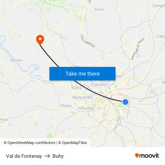 Val de Fontenay to Buhy map
