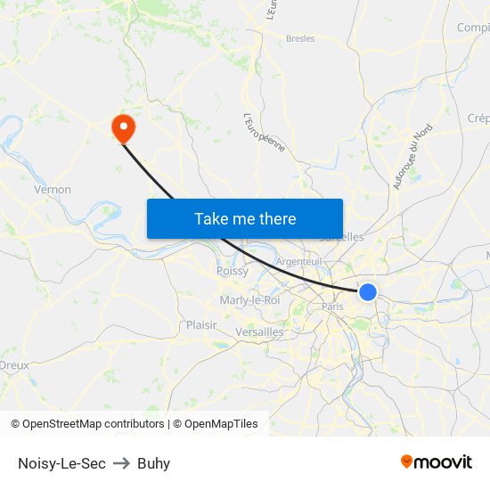 Noisy-Le-Sec to Buhy map