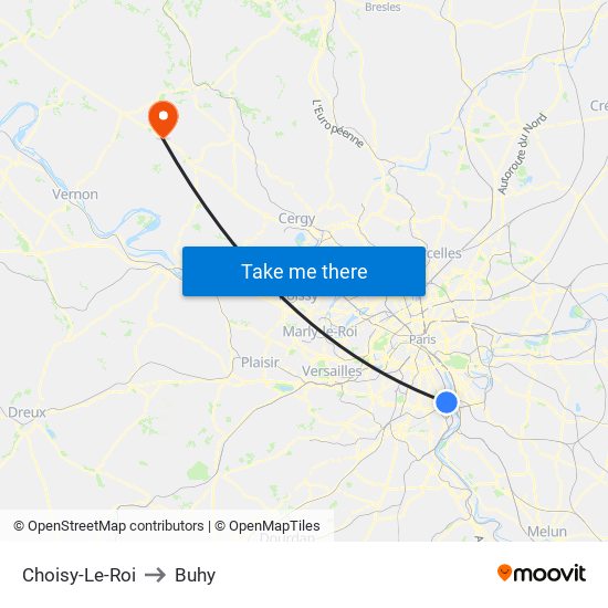Choisy-Le-Roi to Buhy map