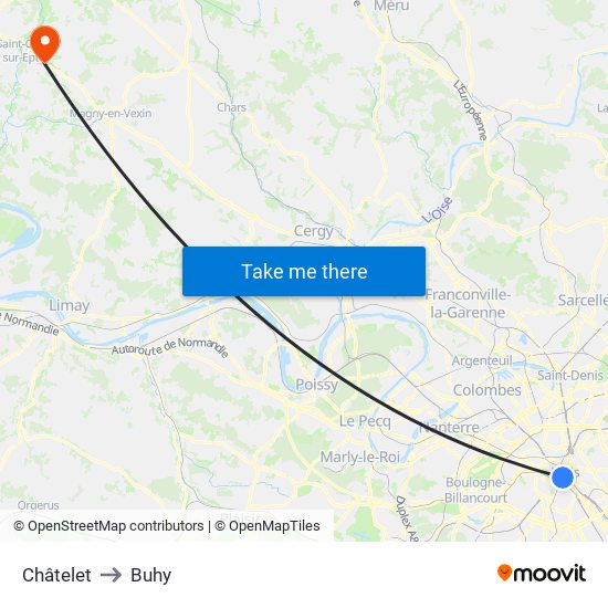 Châtelet to Buhy map