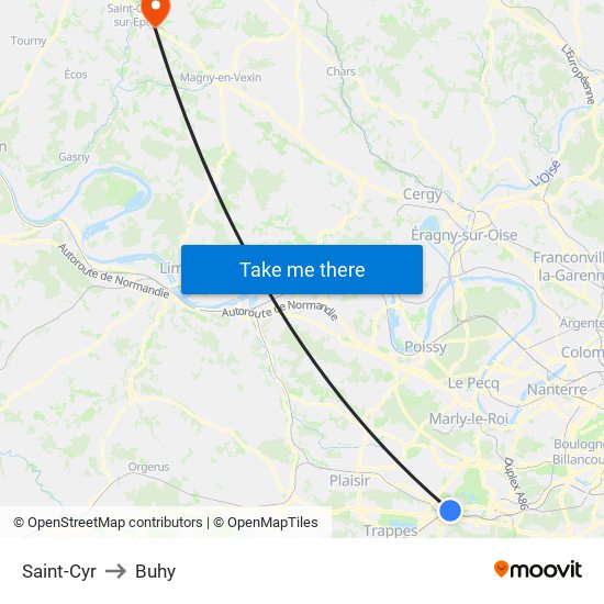 Saint-Cyr to Buhy map
