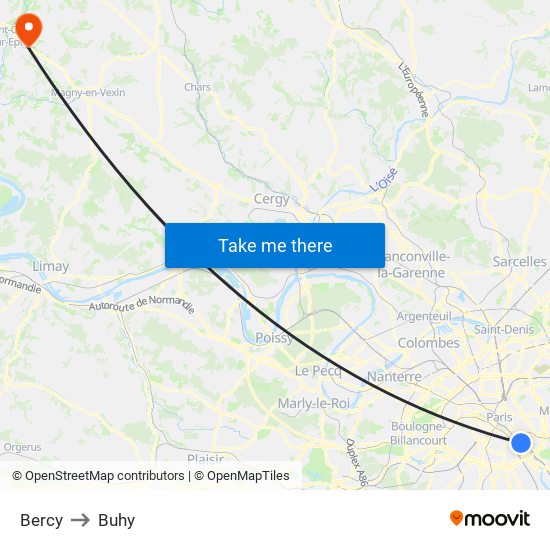 Bercy to Buhy map