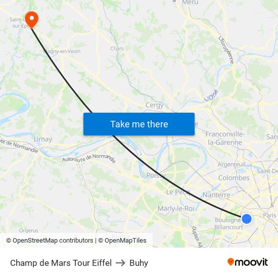 Champ de Mars Tour Eiffel to Buhy map