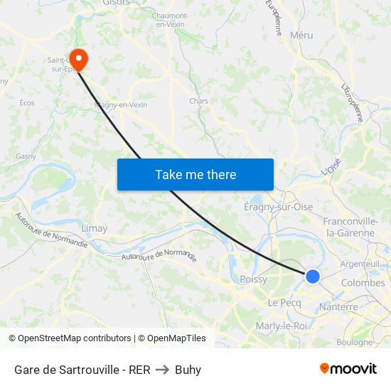 Gare de Sartrouville - RER to Buhy map