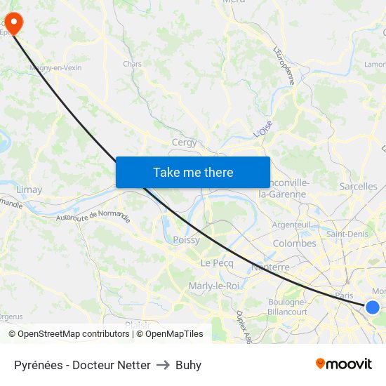 Pyrénées - Docteur Netter to Buhy map