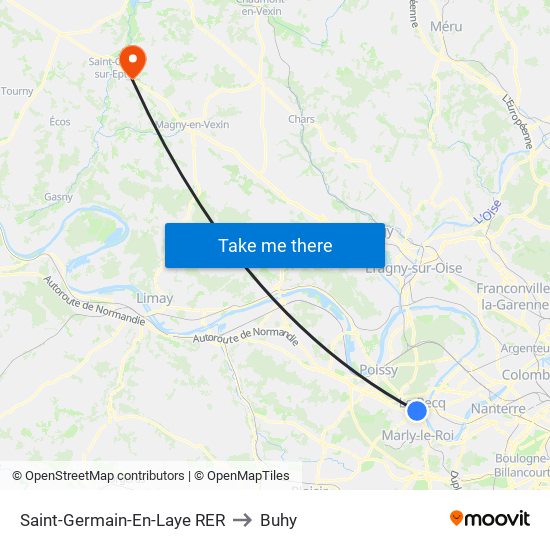 Saint-Germain-En-Laye RER to Buhy map