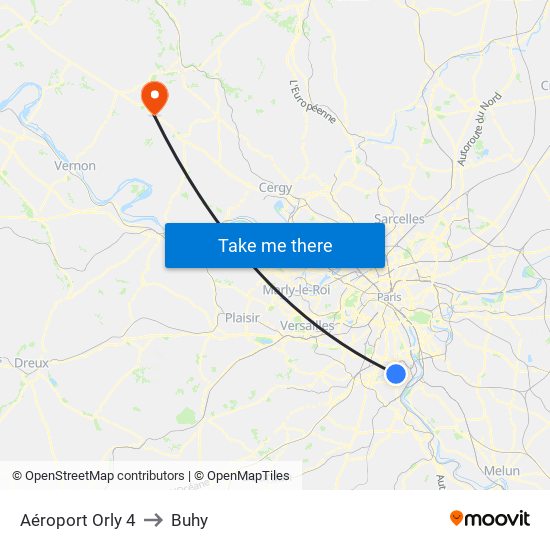 Aéroport Orly 4 to Buhy map