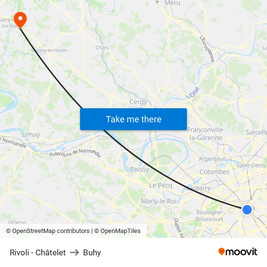 Rivoli - Châtelet to Buhy map