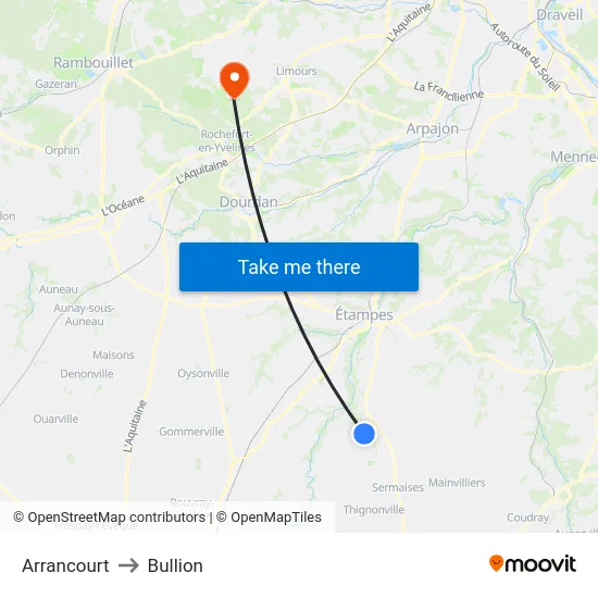 Arrancourt to Bullion map