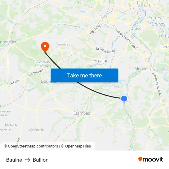 Baulne to Bullion map