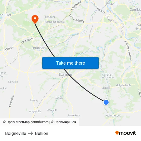 Boigneville to Bullion map