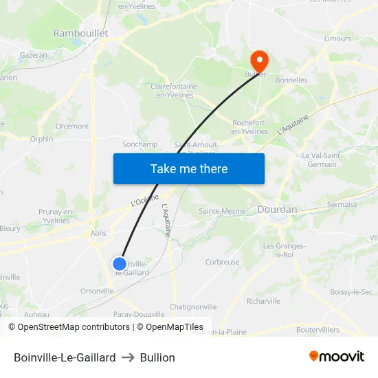 Boinville-Le-Gaillard to Bullion map