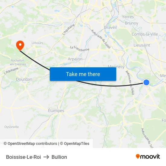 Boissise-Le-Roi to Bullion map