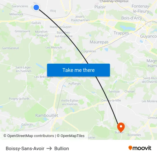 Boissy-Sans-Avoir to Bullion map