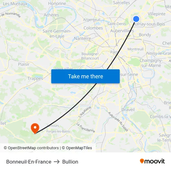 Bonneuil-En-France to Bullion map