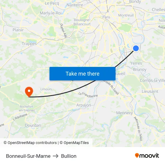 Bonneuil-Sur-Marne to Bullion map