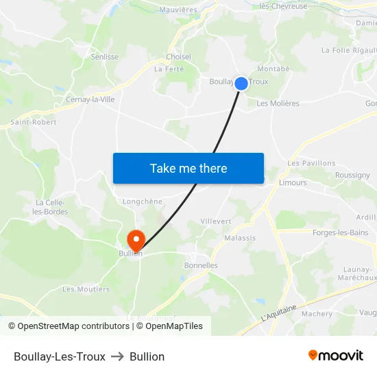 Boullay-Les-Troux to Bullion map