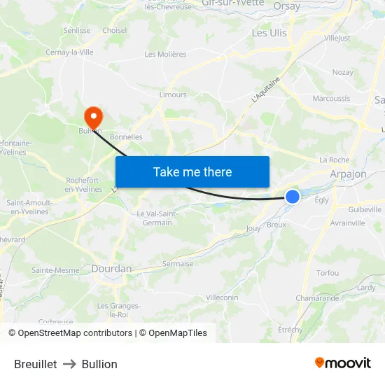 Breuillet to Bullion map