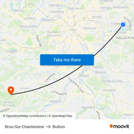 Brou-Sur-Chantereine to Bullion map