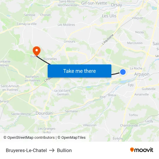Bruyeres-Le-Chatel to Bullion map