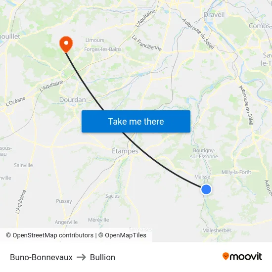 Buno-Bonnevaux to Bullion map