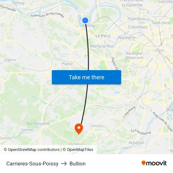 Carrieres-Sous-Poissy to Bullion map
