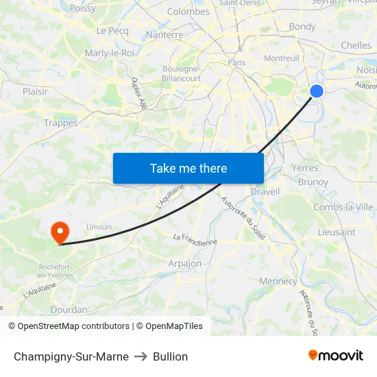 Champigny-Sur-Marne to Bullion map