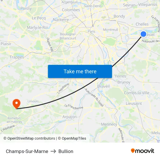 Champs-Sur-Marne to Bullion map