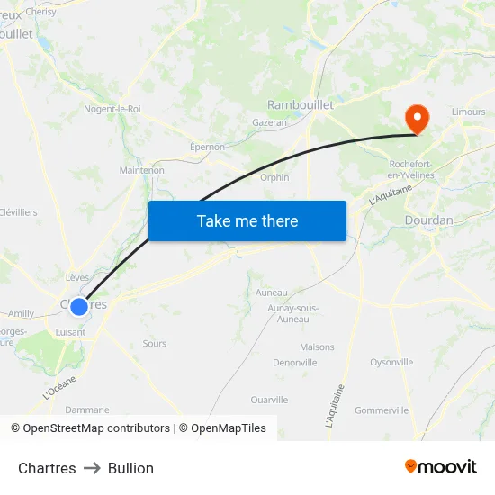 Chartres to Bullion map