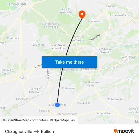 Chatignonville to Bullion map