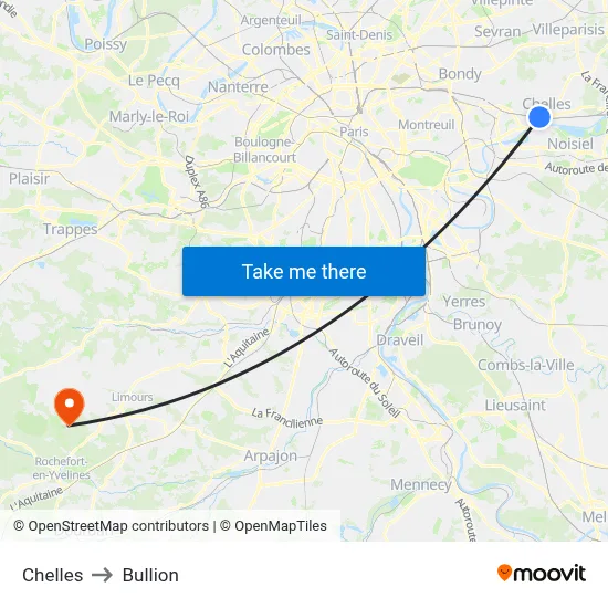 Chelles to Bullion map