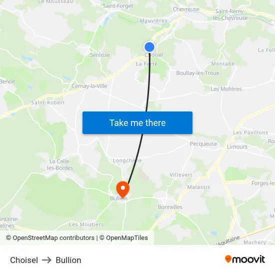 Choisel to Bullion map