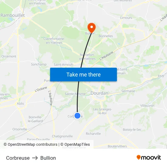 Corbreuse to Bullion map