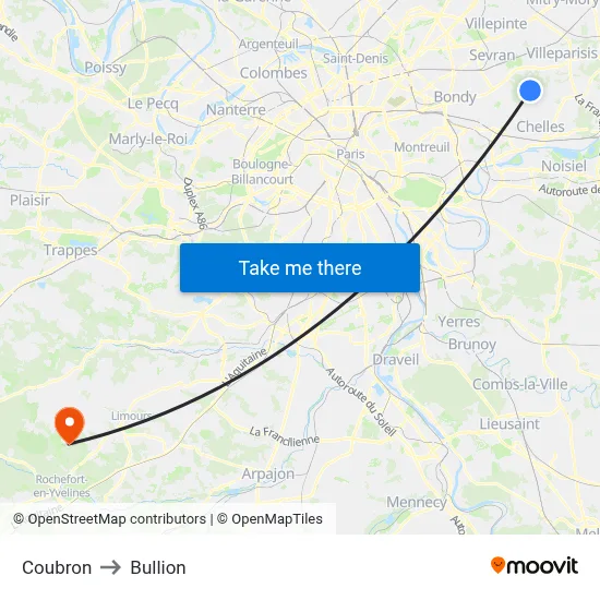 Coubron to Bullion map