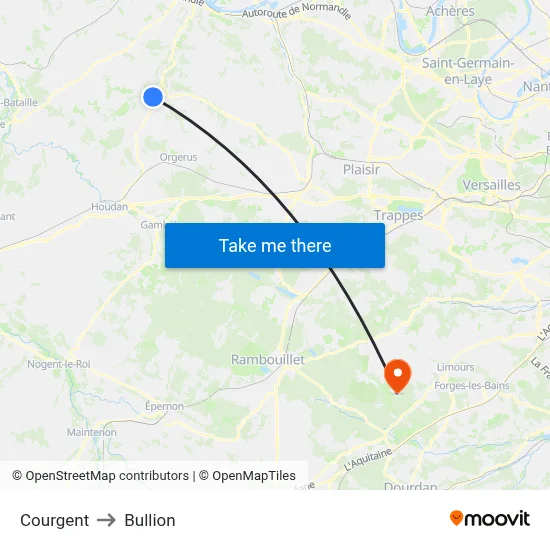 Courgent to Bullion map
