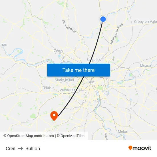 Creil to Bullion map