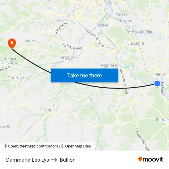Dammarie-Les-Lys to Bullion map