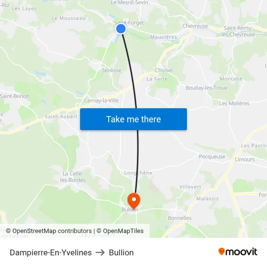 Dampierre-En-Yvelines to Bullion map