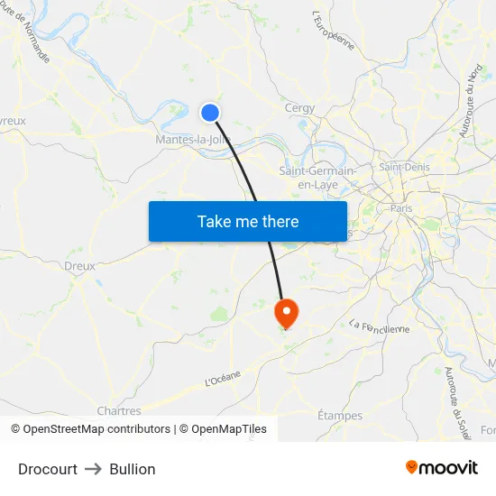 Drocourt to Bullion map