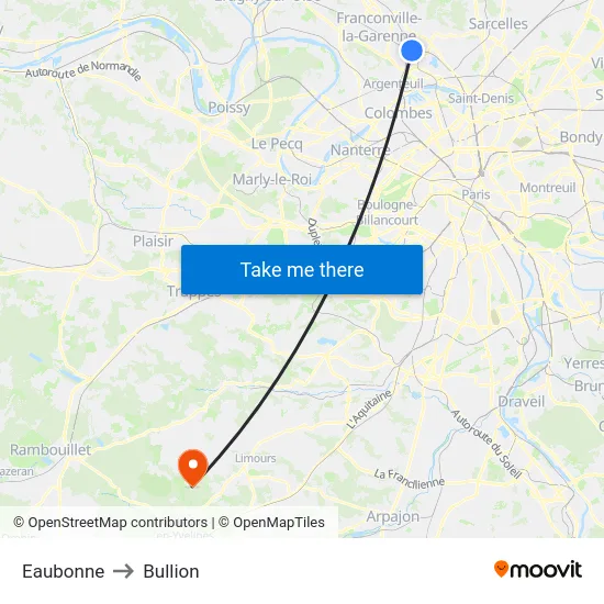 Eaubonne to Bullion map