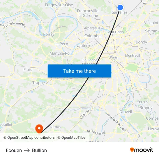 Ecouen to Bullion map